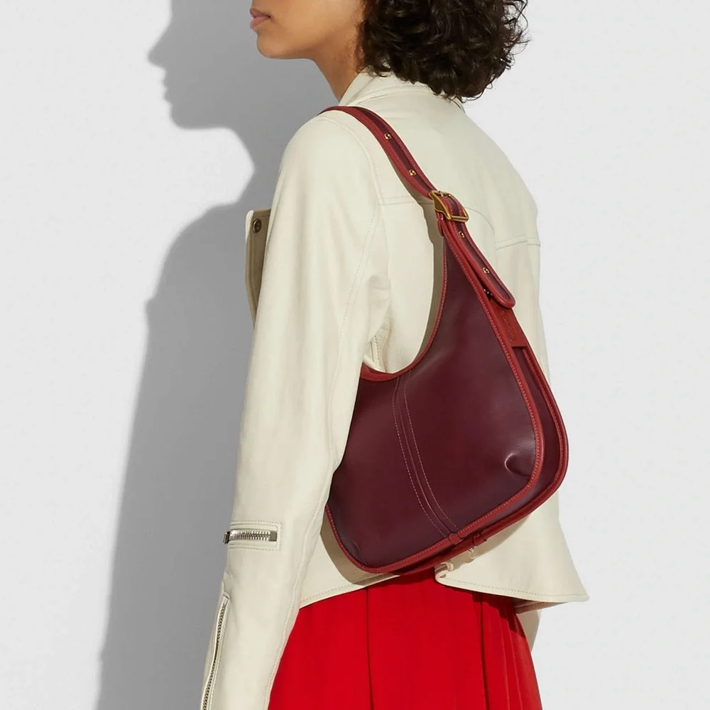 NWT Coach Ergo Shoulder Bag In Colorblock Wine Red Leather Brass Multi C5282_14